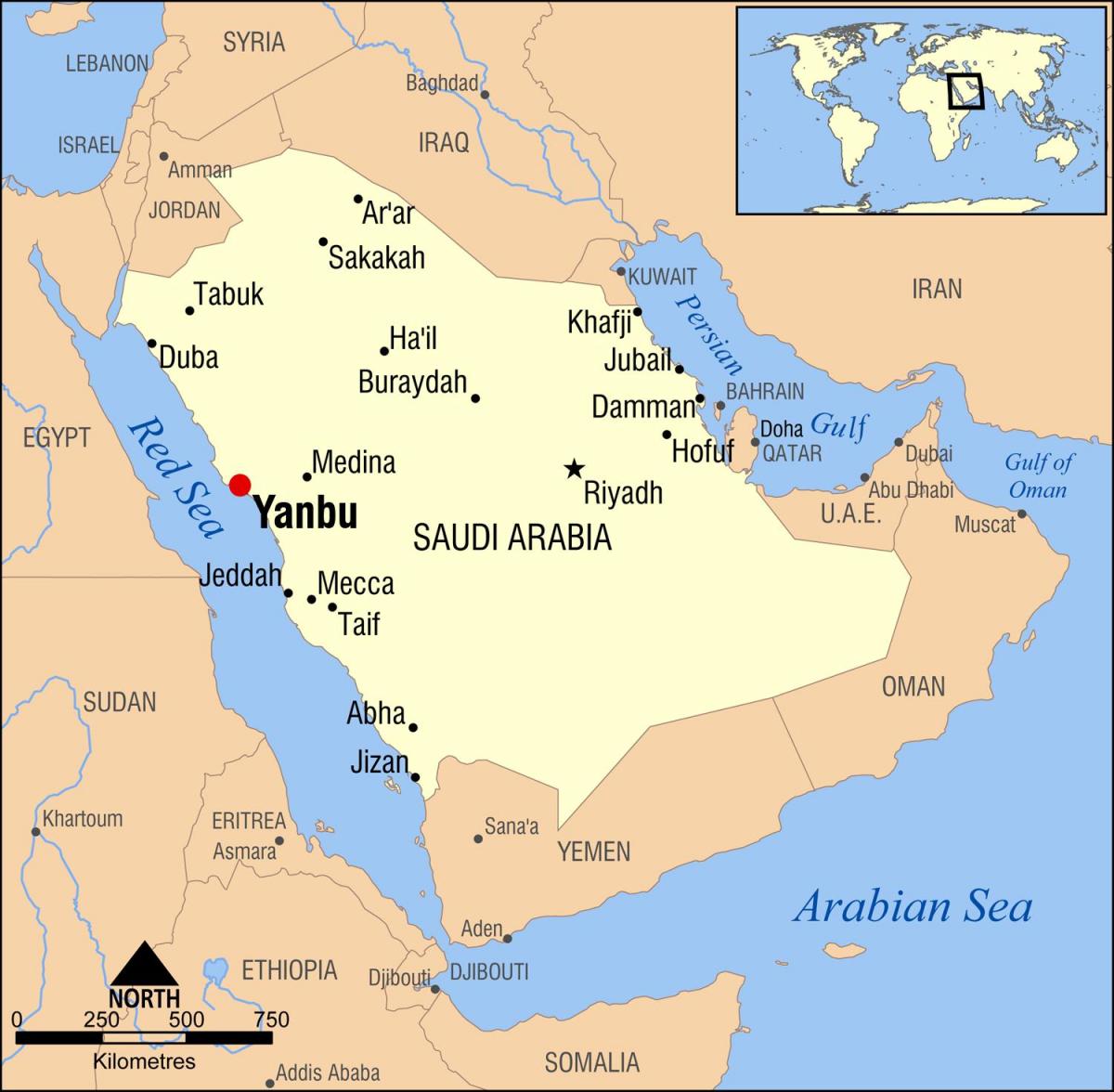 yanbu সৌদি মানচিত্র