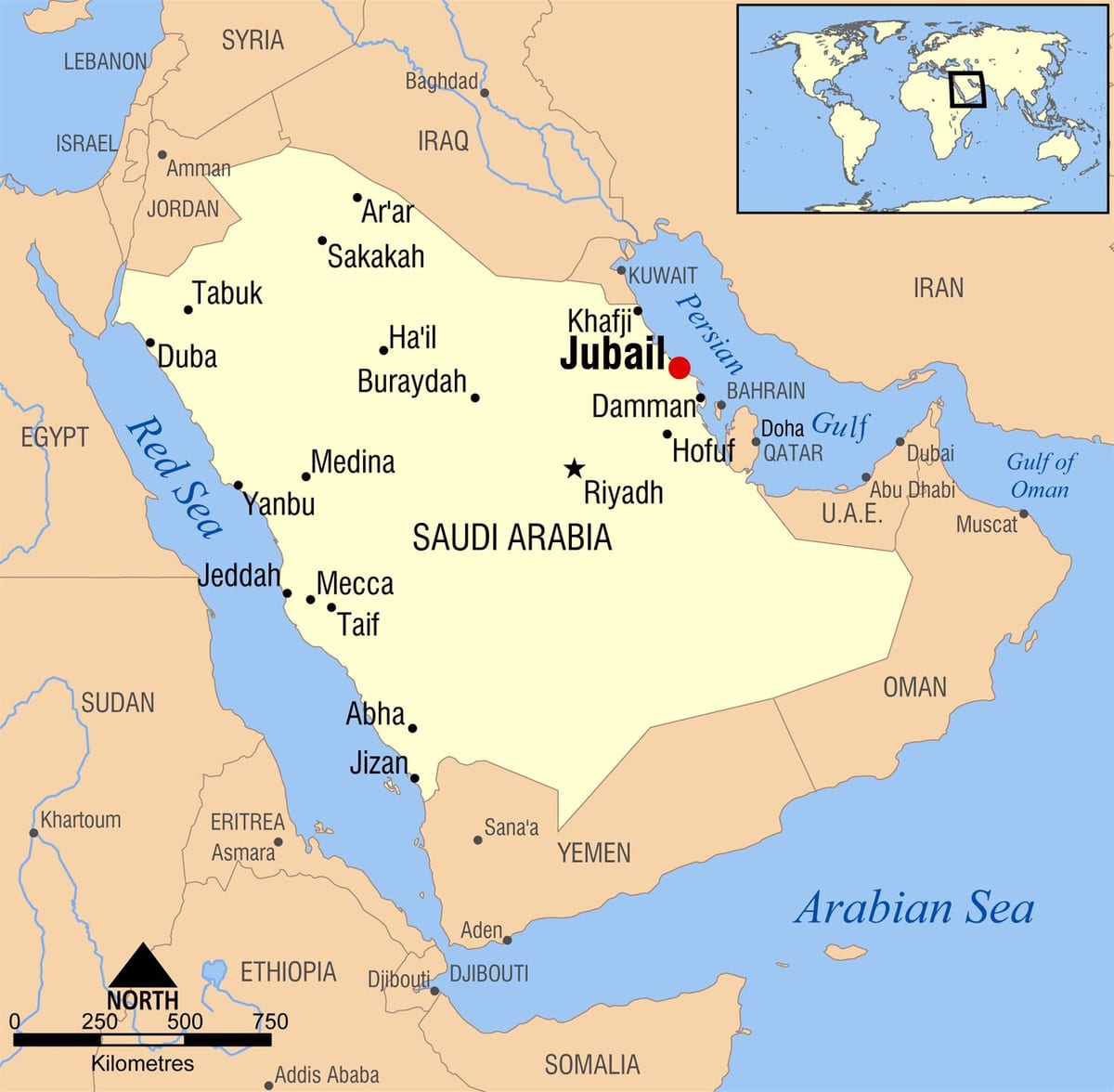 jubail সৌদি মানচিত্র