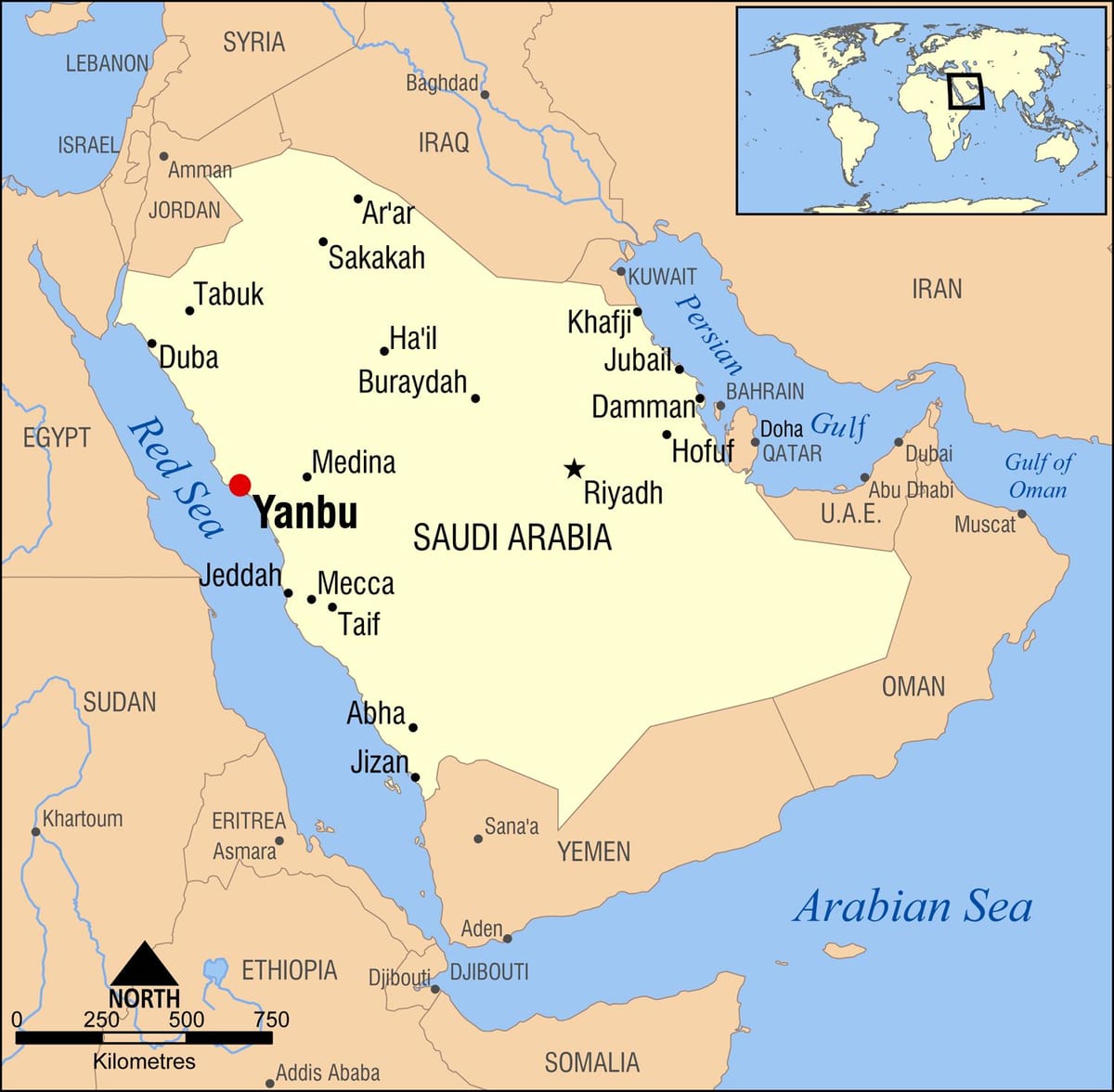 yanbu সৌদি মানচিত্র